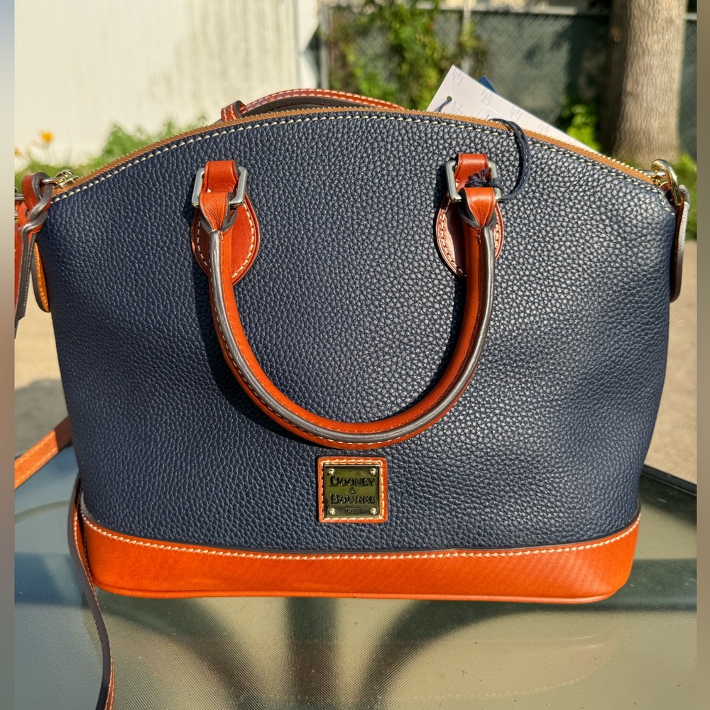 Dooney Bourke Darcy Pebble Leather Satchel  NWOT Navy